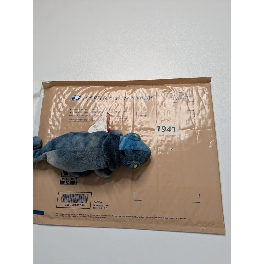 Plush Toy Ty Beanie Babies Small Blue Rainbow the Chameleon 1997 Collectible